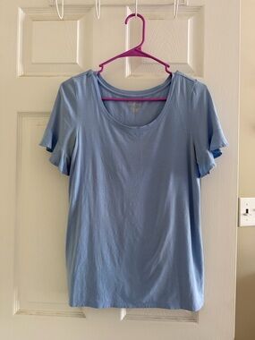 Lilly Pulitzer Periwinkle Ruffle Sleeve Scoop Neck Tee